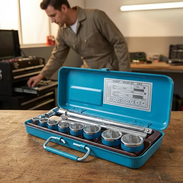 Blue_Steel_Socket_Set_With_Hexagonal_Sockets_And_Accessories