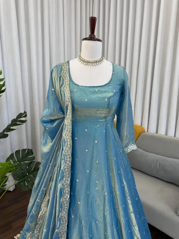 Beautiful_Teal_Fendy_Silk_Thread_&_Sequence_Work_Anarkali_Gown