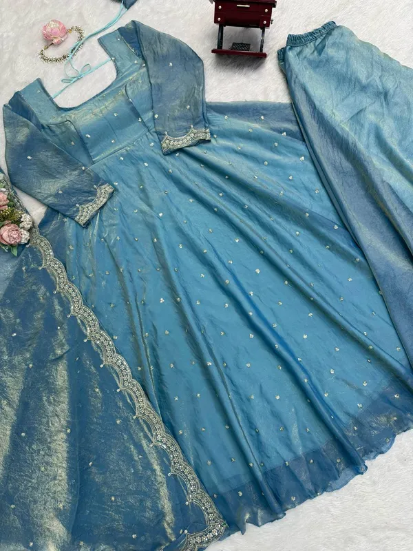 Beautiful_Teal_Fendy_Silk_Thread_&_Sequence_Work_Anarkali_Gown
