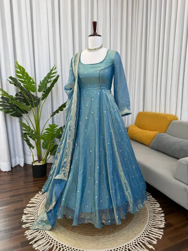 Beautiful_Teal_Fendy_Silk_Thread_&_Sequence_Work_Anarkali_Gown
