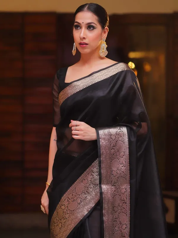 Black_Organza_Zari_Border_Saree_For_Women