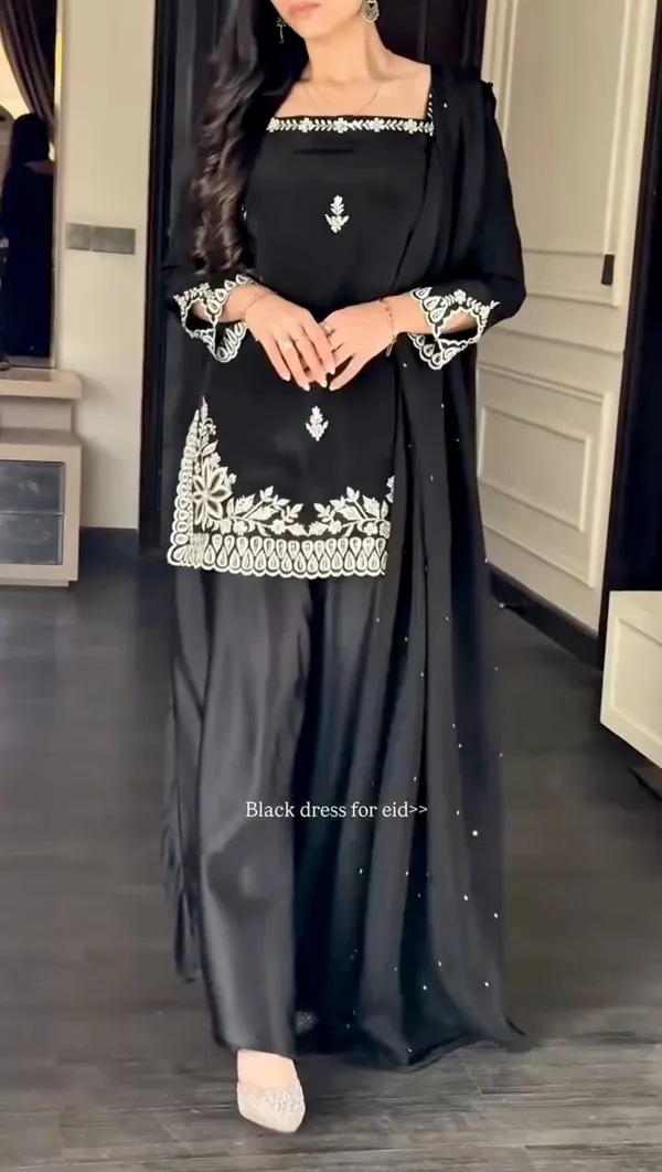 Black_Crepe_Embroidered_Kurti_Palazzo_Set_With_Dupatta_For_Women