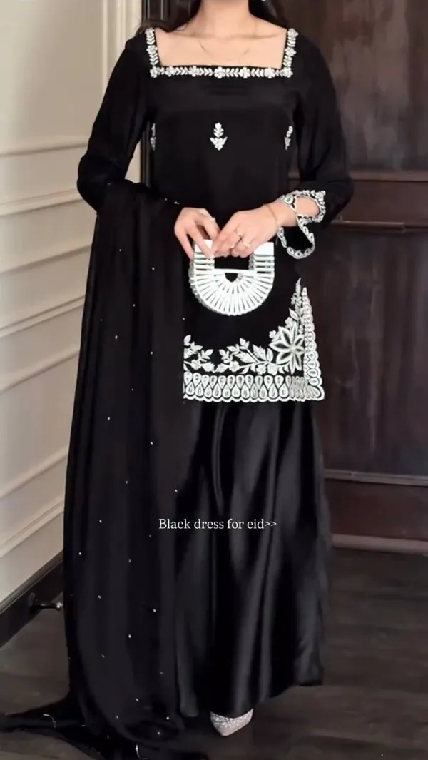 Black_Crepe_Embroidered_Kurti_Palazzo_Set_With_Dupatta_For_Women