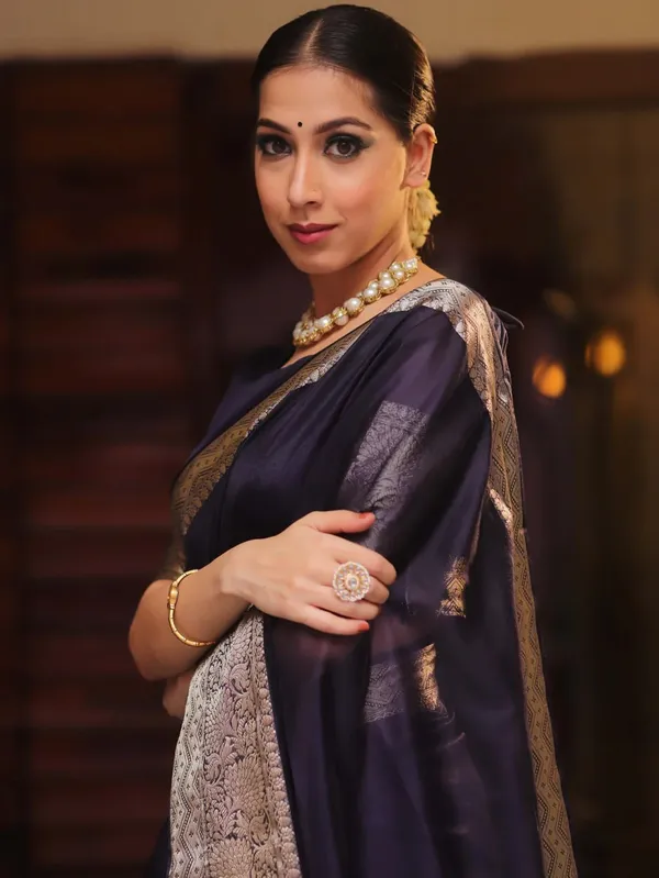 Blue_Organza_Kanjivaram_Zari_Border_Saree_For_Women