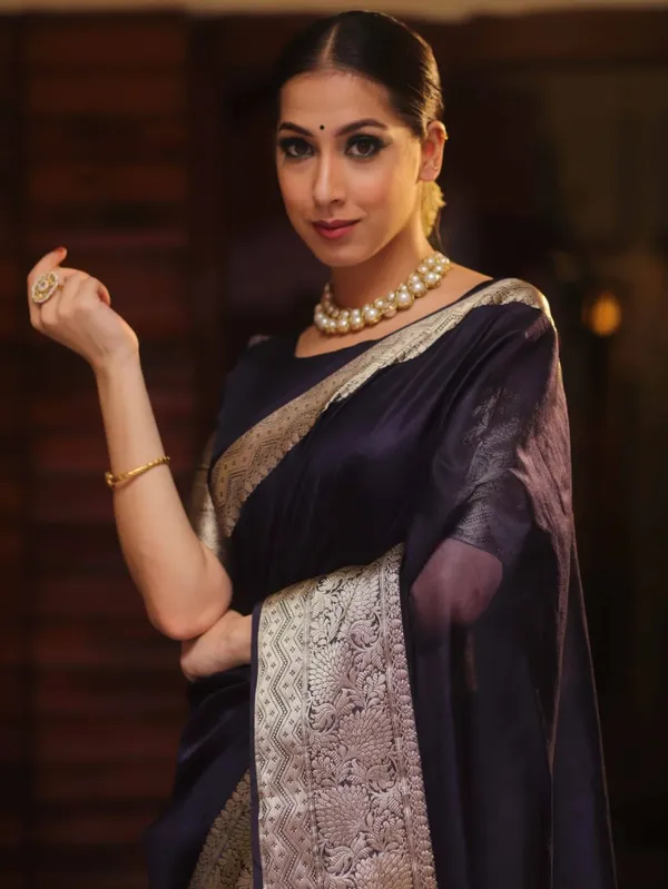 Blue_Organza_Kanjivaram_Zari_Border_Saree_For_Women
