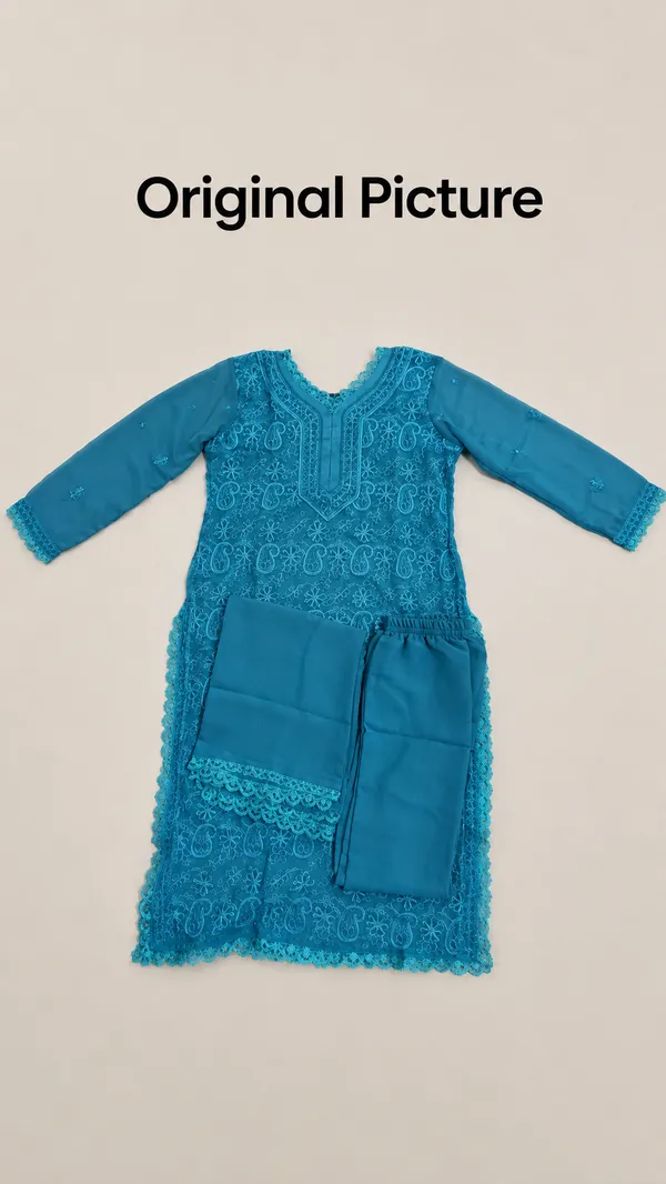 Pastel_Teal_Georgette_Chikankari_Embroidery_Kurta_With_Pant_And_Dupatta_For_Women
