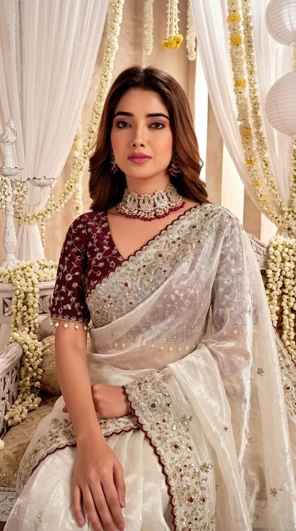 White_Satin_Dual_Shade_Sequin_Embroidered_Saree_For_Women