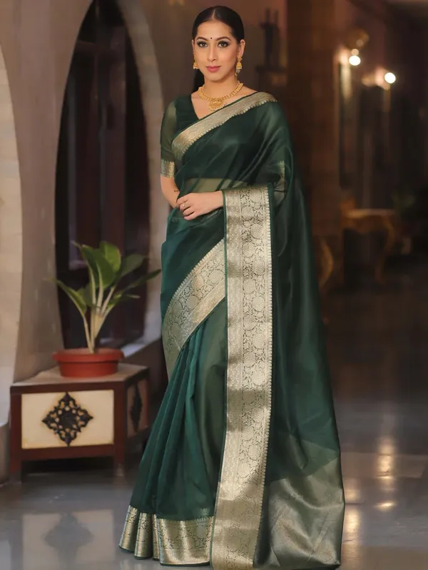 Green_Organza_Zari_Border_Saree_For_Women