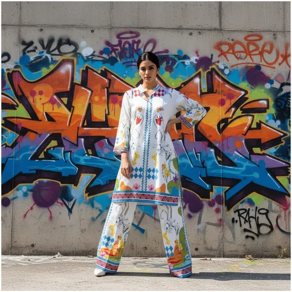 White_Cotton_Slub_Printed_Kurta_Palazzo_Co-Ord_Set_For_Women