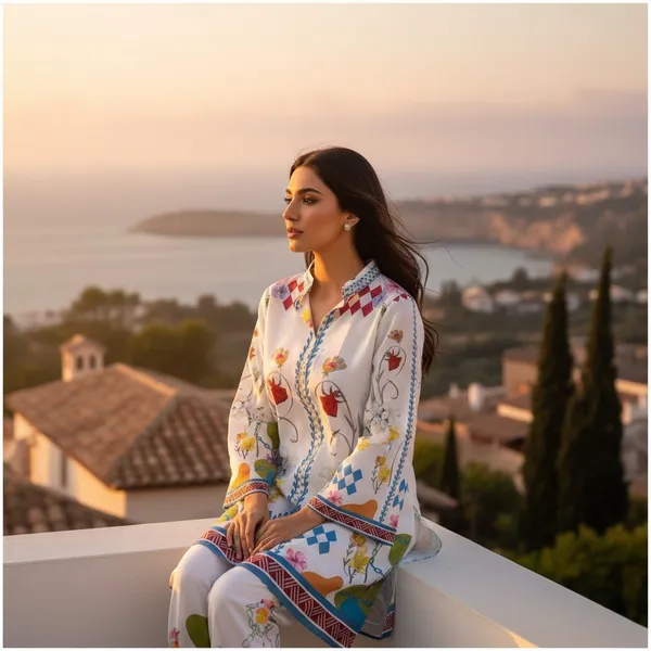 White_Cotton_Slub_Printed_Kurta_Palazzo_Co-Ord_Set_For_Women