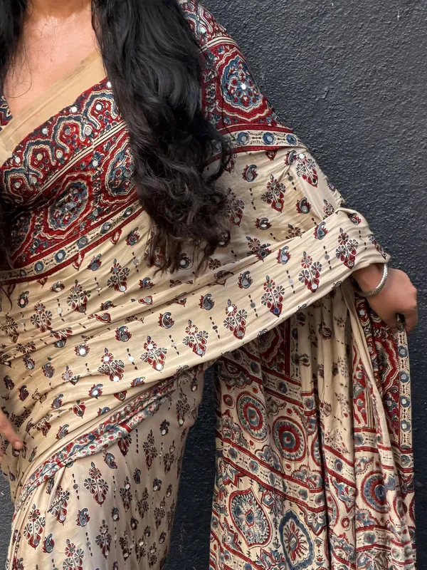 Ivory_Modal_Silk_Ajrakh_Printed_Saree_For_Women