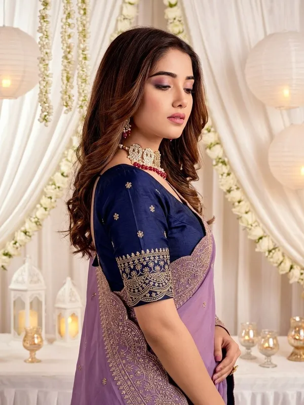 Lavender_Georgette_Embroidered_Buti_Saree_For_Women