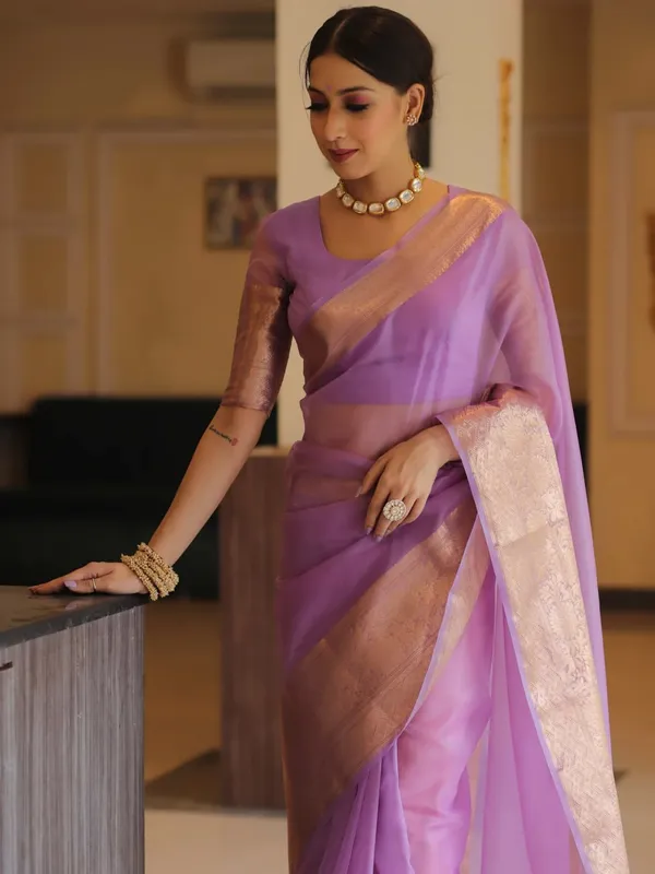 Lavender_Organza_Kanjivaram_Zari_Border_Saree_For_Women