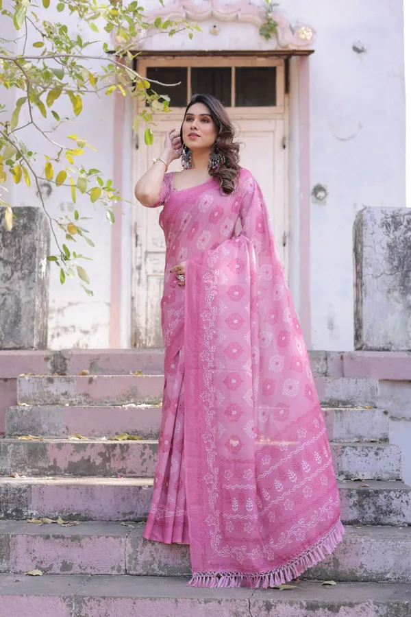 Pink_Linen_Cotton_Floral_Printed_Saree_For_Women