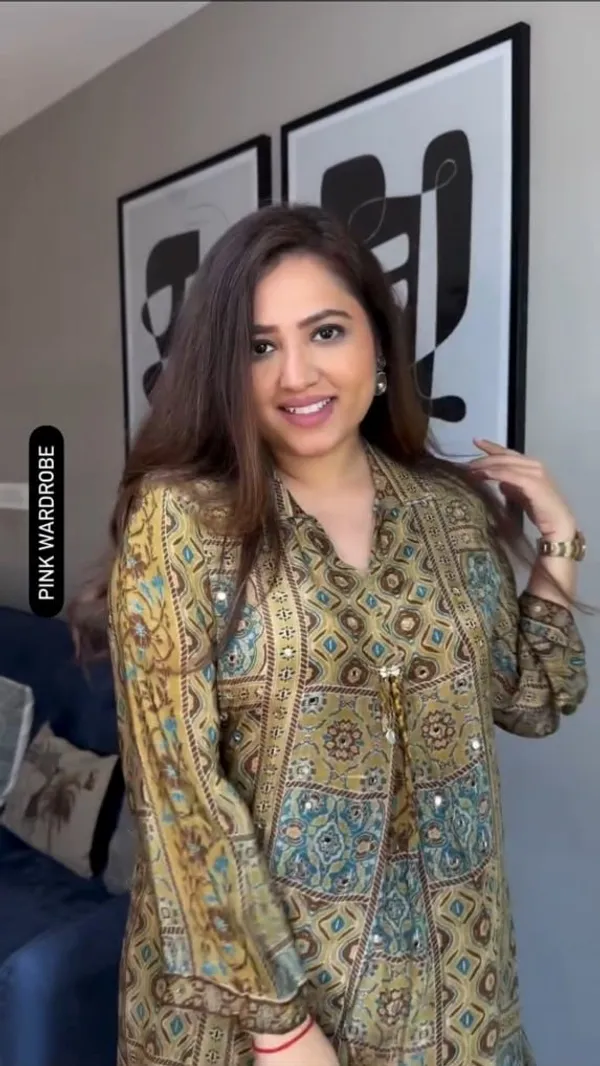 Mustard_Natural_Crepe_Ajrakh_Printed_Mirror_Work_Co-Ord_Set_For_Women