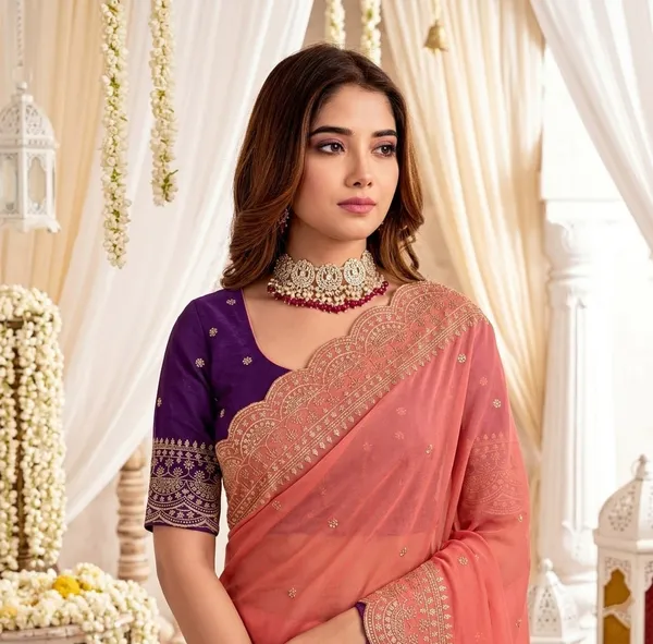 Orange_Georgette_Embroidered_Buti_Saree_For_Women
