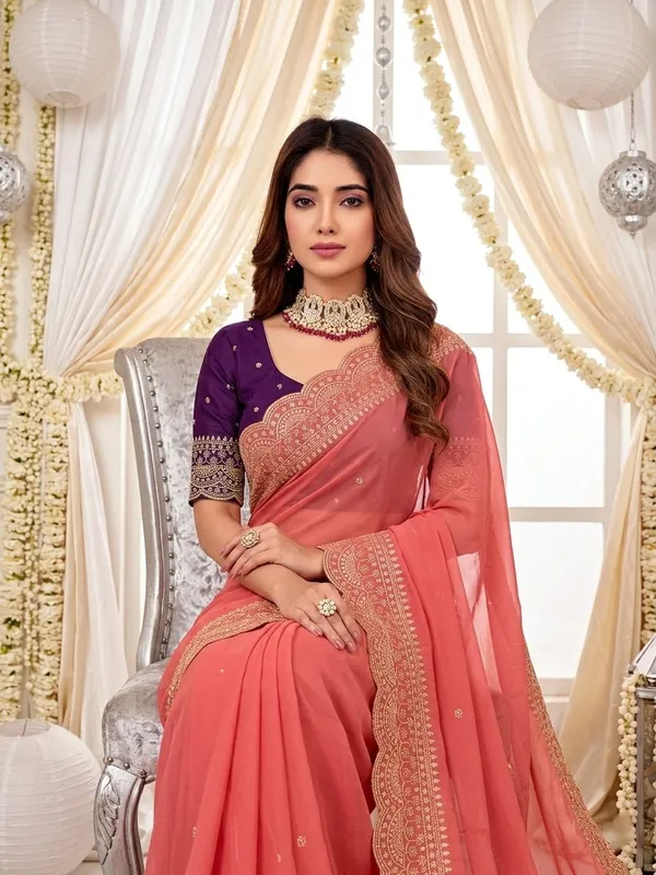 Orange_Georgette_Embroidered_Buti_Saree_For_Women