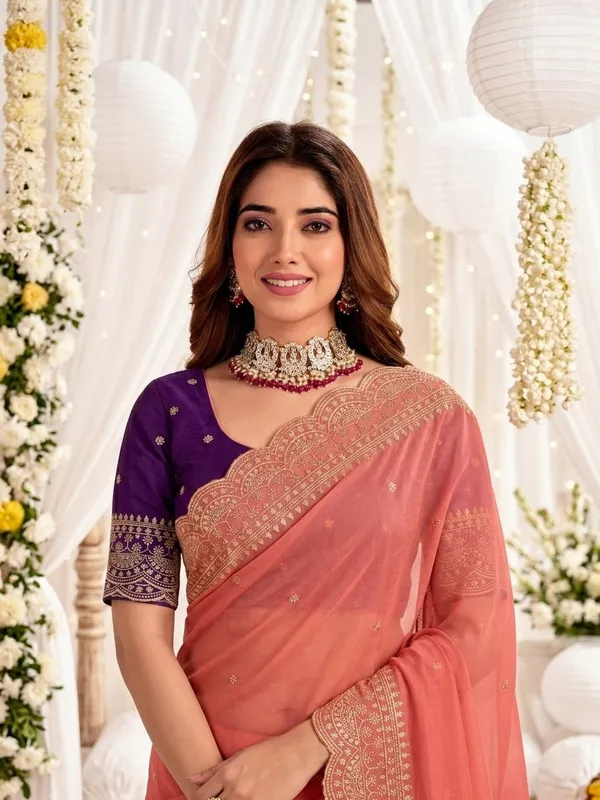Orange_Georgette_Embroidered_Buti_Saree_For_Women