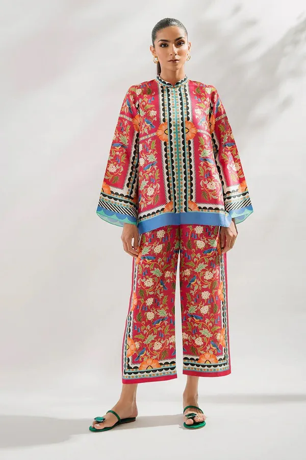 Pink_Cotton_Slub_Floral_Printed_Tunic_Culotte_Co-Ord_Set_For_Women