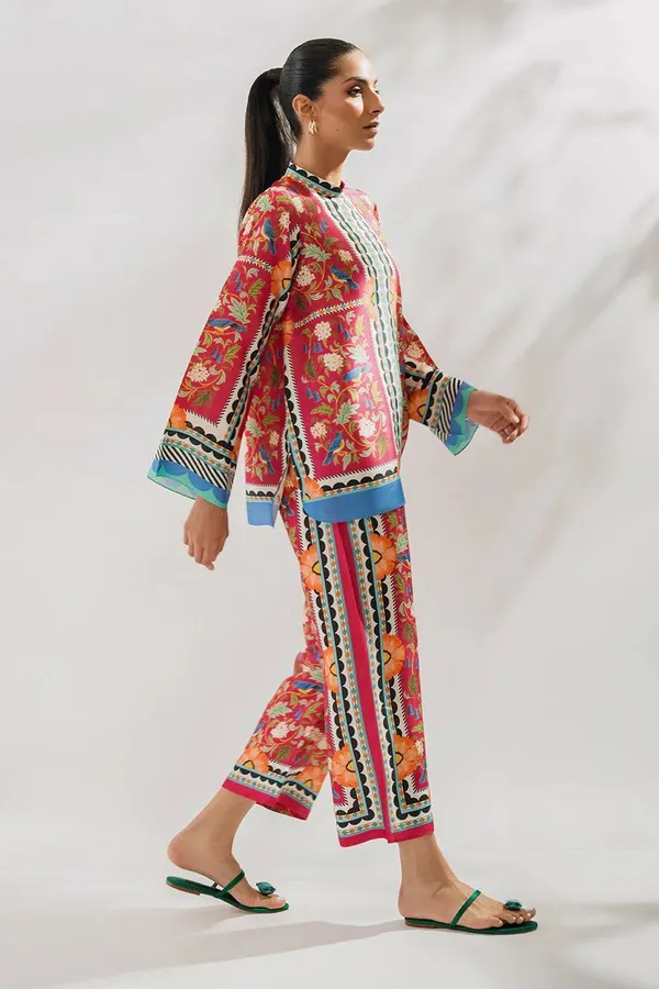Pink_Cotton_Slub_Floral_Printed_Tunic_Culotte_Co-Ord_Set_For_Women