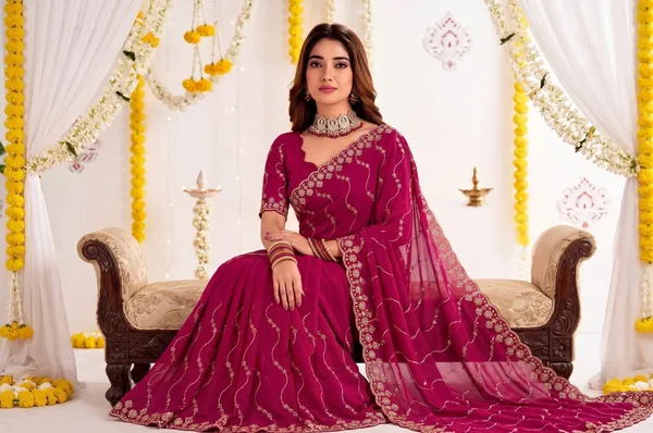 Rani_Pink_Star_Georgette_Embroidered_Leriya_Saree_For_Women