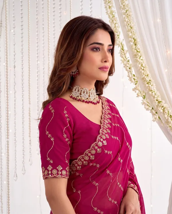Rani_Pink_Star_Georgette_Embroidered_Leriya_Saree_For_Women