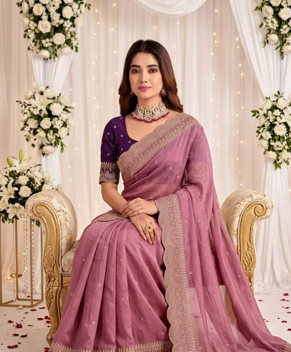 Rose_Pink_Georgette_Embroidered_Buti_Saree_For_Women