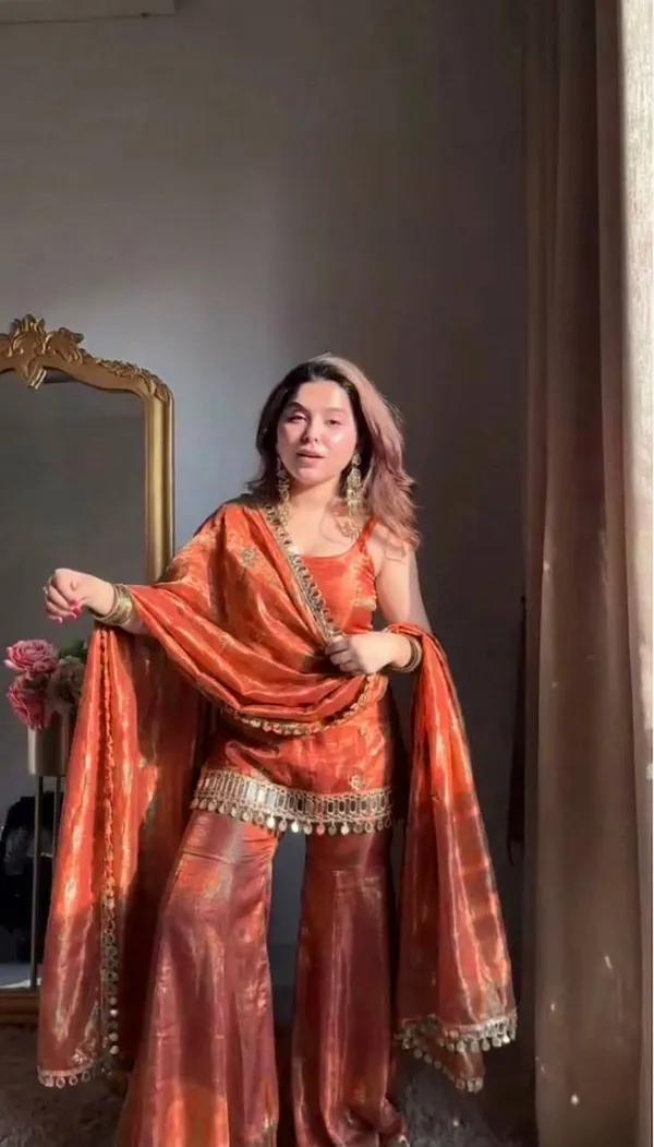 Rust_Radiant_Mirror_Work_Designer_Sharara_Palazzo_Set