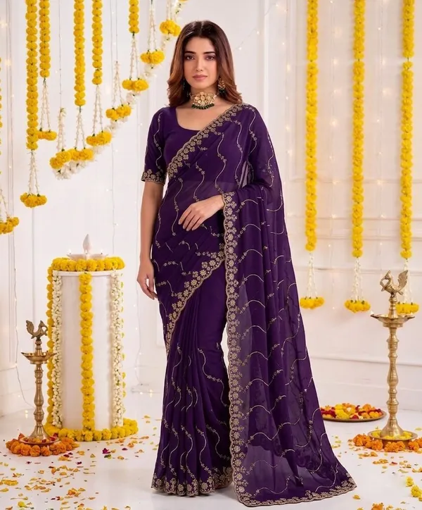 Purple_Star_Georgette_Embroidered_Leriya_Saree_For_Women