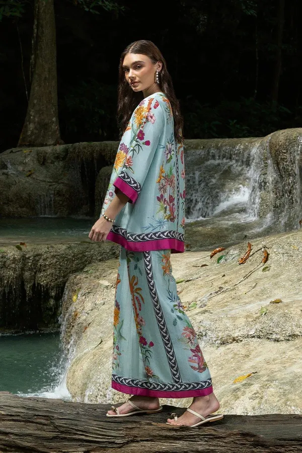 Blue_Modal_Silk_Geometric_Printed_Tunic_Trouser_Co-Ord_Set_For_Women