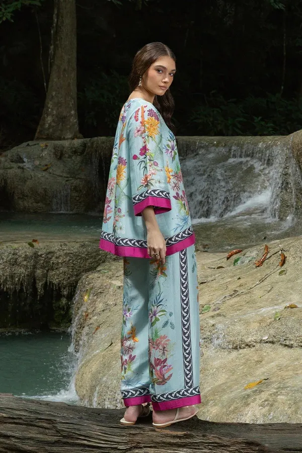 Blue_Modal_Silk_Geometric_Printed_Tunic_Trouser_Co-Ord_Set_For_Women