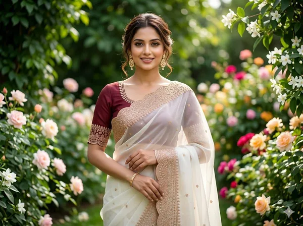 White_Georgette_Embroidered_Scalloped_Border_Saree_For_Women