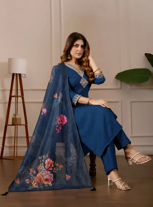 Blue_Cotton_Straight_Embroidered_Kurti_Pyjama_Dupatta_Set_For_Women