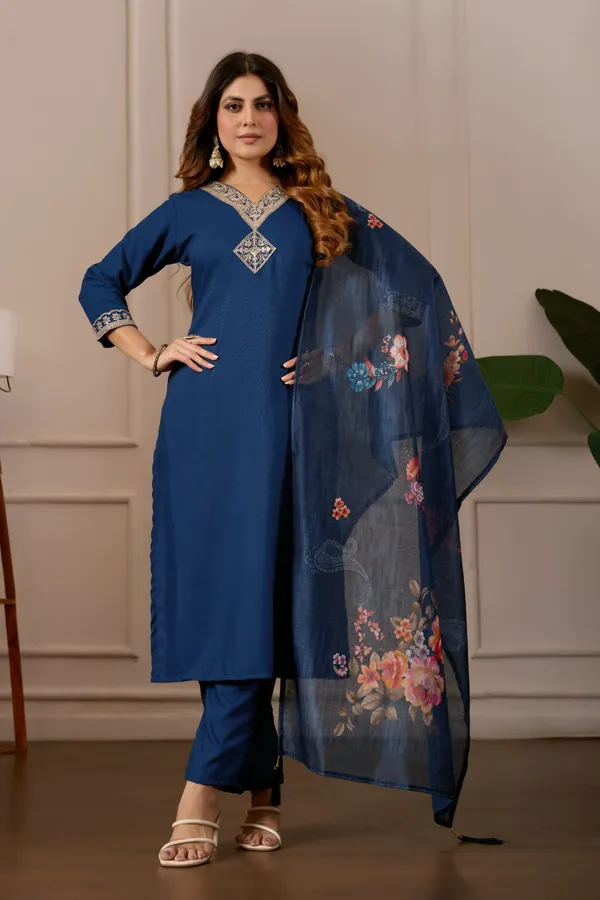 Blue_Cotton_Straight_Embroidered_Kurti_Pyjama_Dupatta_Set_For_Women