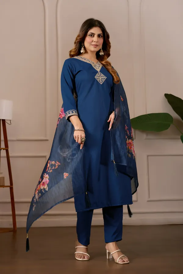 Blue_Cotton_Straight_Embroidered_Kurti_Pyjama_Dupatta_Set_For_Women