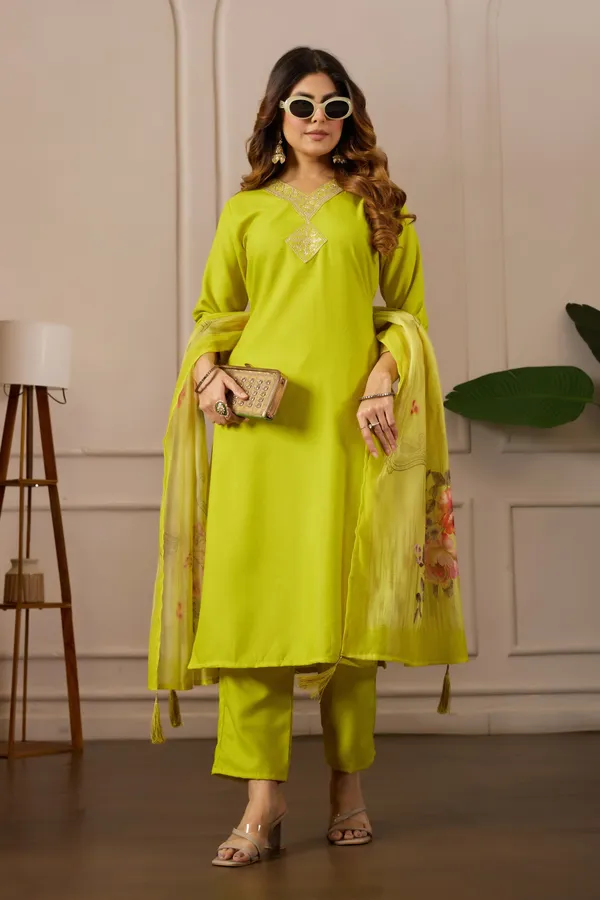 Green_Cotton_Straight_Embroidered_Kurti_Pyjama_Set_With_Dupatta_For_Women