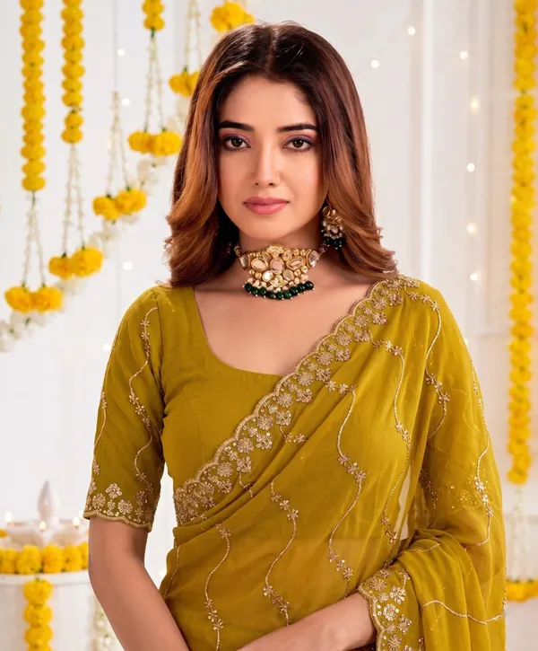 Yellow_Star_Georgette_Embroidered_Leriya_Saree_For_Women