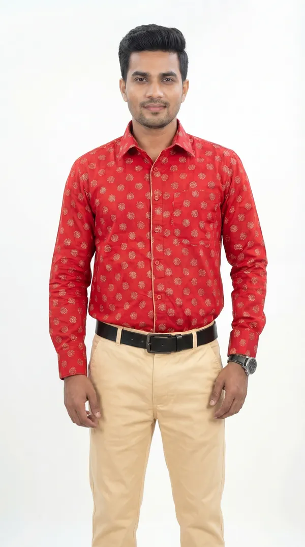 Red_And_Beige_Cotton_Lycra_Printed_Formal_Shirt_And_Pant_Set_For_Men