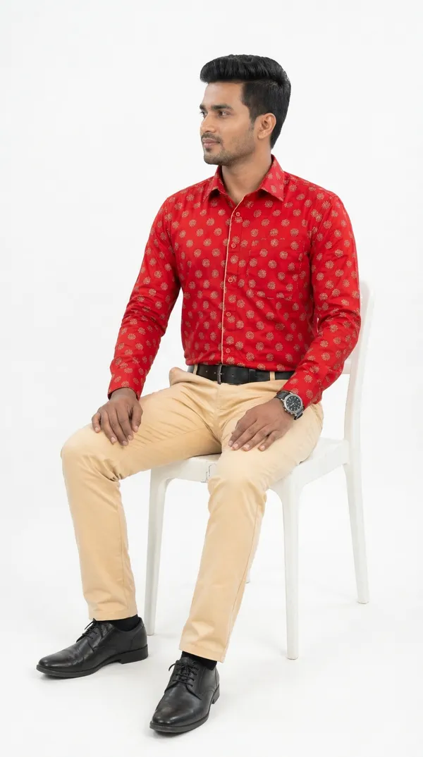 Red_And_Beige_Cotton_Lycra_Printed_Formal_Shirt_And_Pant_Set_For_Men