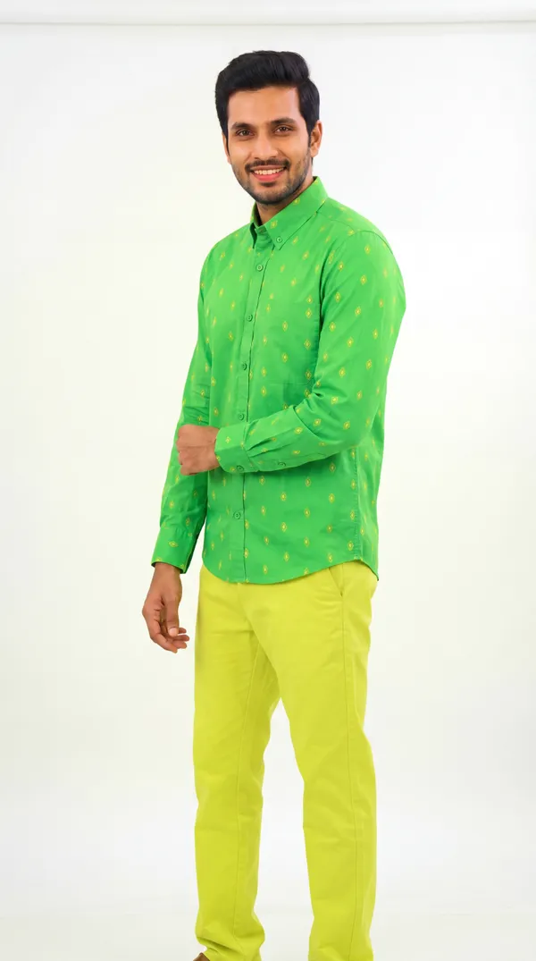 Green_And_Yellow_Cotton_Slim_Fit_Printed_Shirt_&_Pant_Set_For_Men