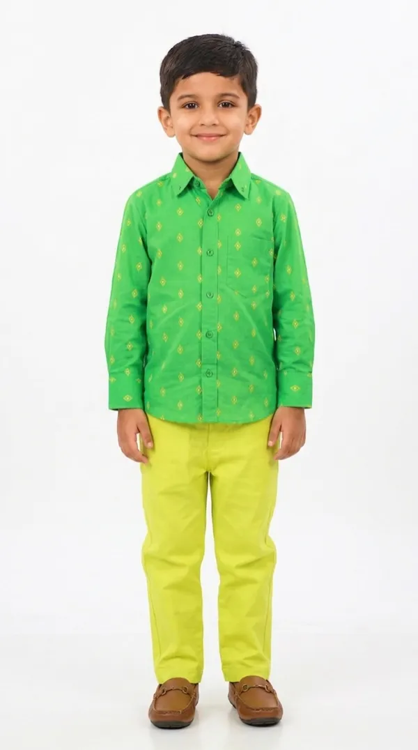 Green_And_Yellow_Cotton_Relaxed_Fit_Printed_Shirt_&_Pant_Set_For_Boys