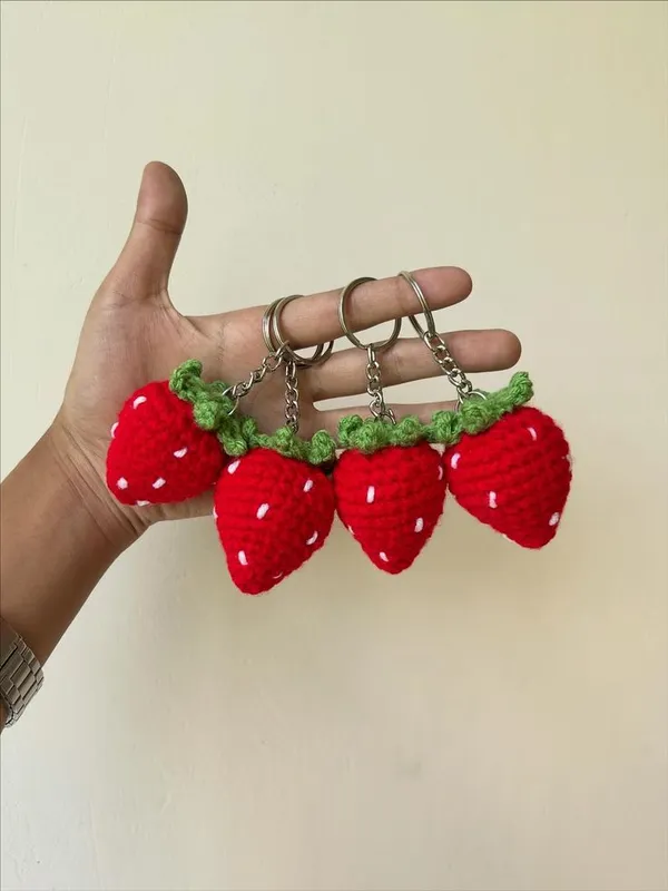 Handmade_Crochet_Strawberry_Keychains_-_Set_of_4