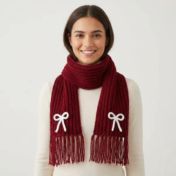 Deep_Maroon_Knitted_Winter_Scarf_with_White_Bow_Accents
