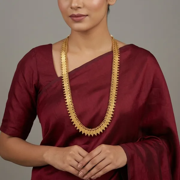 Gold_Micro_Polish_Coin_Motif_Traditional_Long_Haar_Necklace_For_Women