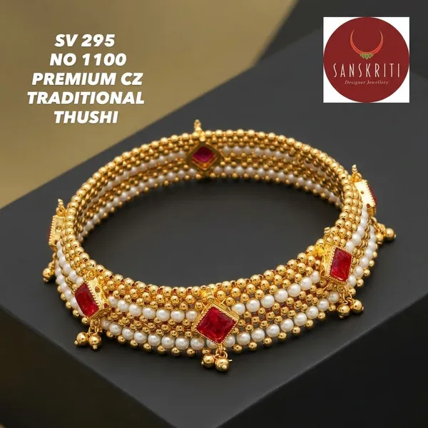 Gold_Micro_Polish_Cz_Red_Stone_Traditional_Thushi_Necklace_For_Women