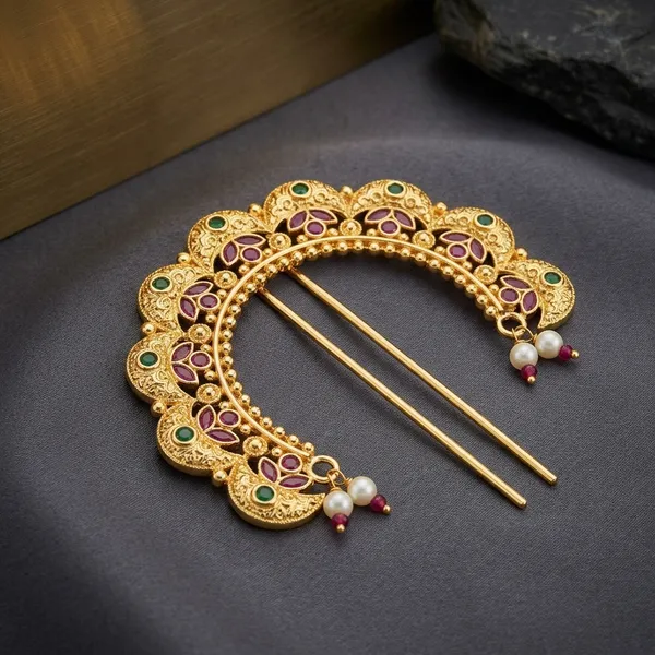 Gold_Micro_Polish_Cz_Stone_Traditional_Veni_Hair_Accessory_For_Women