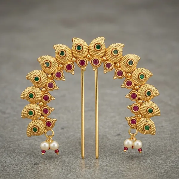 Gold_Micro_Polish_Cz_Peacock_Traditional_Veni_Hair_Accessory_For_Women