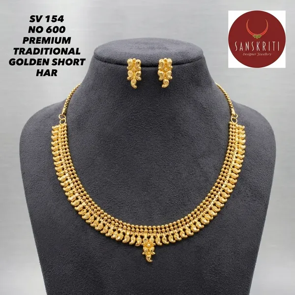 Gold_Micro_Polish_Mango_Motif_Traditional_Short_Necklace_Set_For_Women