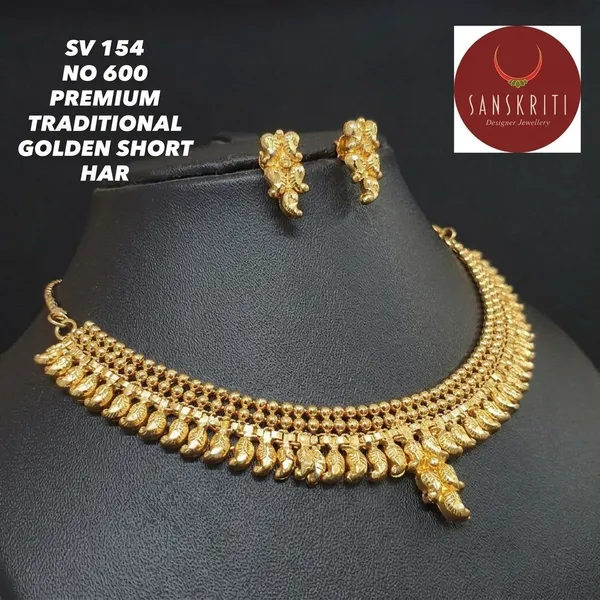 Gold_Micro_Polish_Mango_Motif_Traditional_Short_Necklace_Set_For_Women