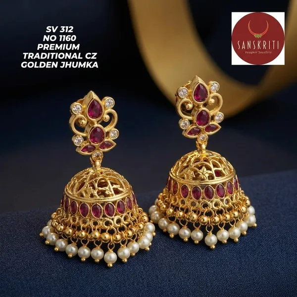 Gold_Micro_Polish_Cz_Ruby_Pearl_Dome_Jhumka_Earrings_For_Women